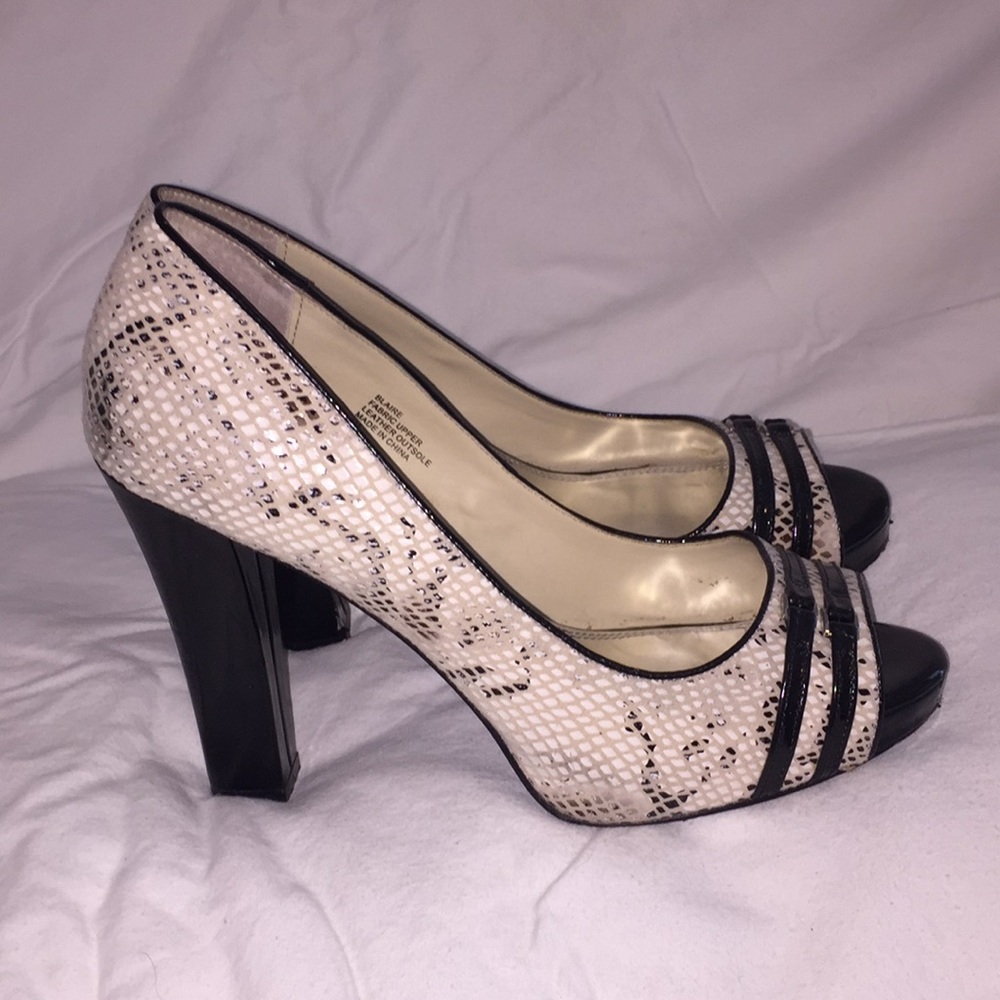 White House Black Market Black and White Peep Toe